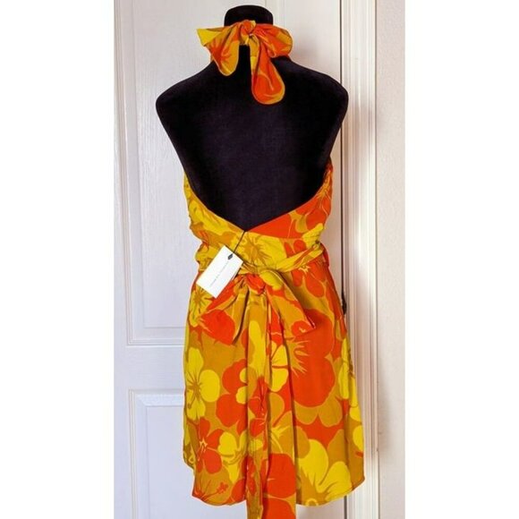 Faithfull The Brand Odette Floral Crepe Halterneck Dress Size S / US 4 MSRP $189 - Picture 4 of 7